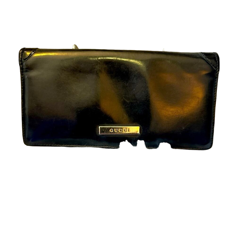 Vintage Gucci By Tom Ford 1998 black patent leather wallet - EUC - Picture 1 of 11